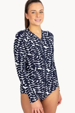 Rashies & Sunsuits|Babes In The Shade Blue Acacia Sunsuit Navy/White