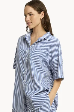 Tops|Sea Level Boathouse Aloha Shirt Blue