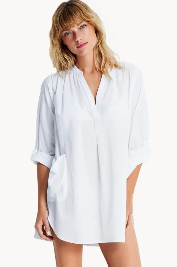 Overswim|Seafolly Boyfriend Beach Shirt White