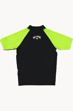 Rashies & Sunsuits|Billabong Boys All Day Arch Short Sleeve Suntop Black/lime