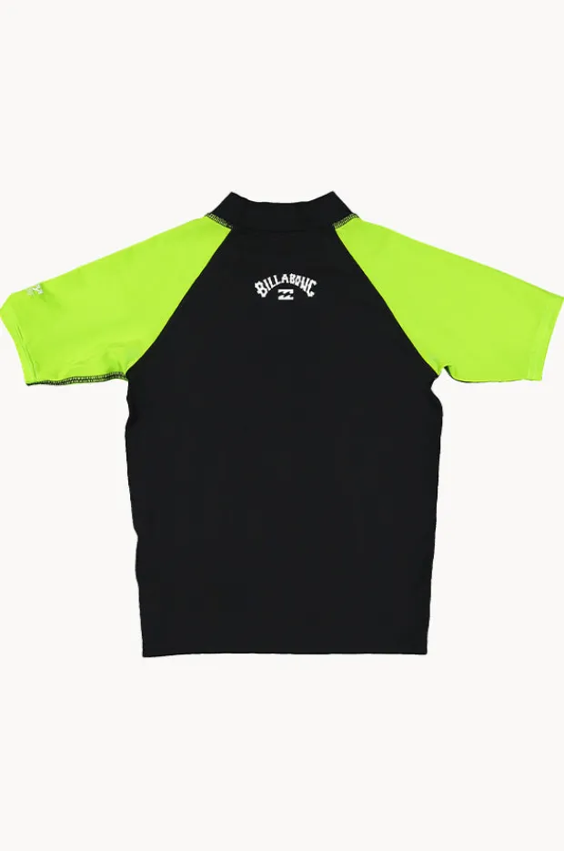 Rashies & Sunsuits|Billabong Boys All Day Arch Short Sleeve Suntop Black/lime