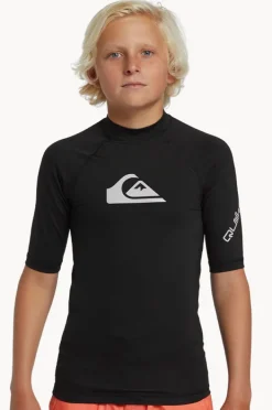 Rashies|Quiksilver Boys All Time Short Sleeve Rashie Black