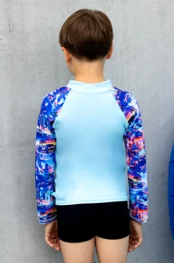 Rashies & Sunsuits|Salty Ink Boys Arcade Long Sleeve Suntop Set Blue/black
