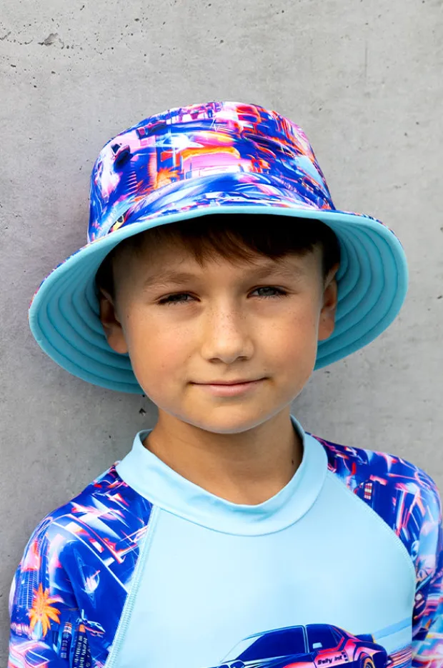 Hats|Salty Ink Boys Arcade Reversible Sunhat Blue/orange