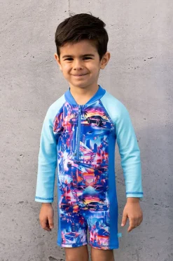 Rashies & Sunsuits|Salty Ink Boys Arcade Sunsuit Blue/orange