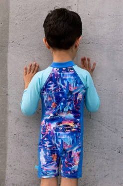 Rashies & Sunsuits|Salty Ink Boys Arcade Sunsuit Blue/orange