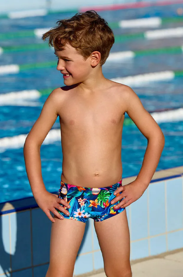 Trunks|Swimwear|Funky Trunks Boys Birdie Wordie Trunk Navy/multi