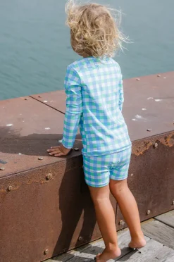 Rashies & Sunsuits|Rashies & Sunsuits|Milky Boys Check Suntop Green/blue