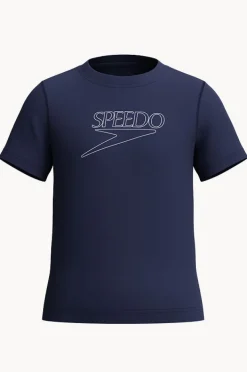 Rashies|Speedo Boys Classic Logo Short Sleeve Suntop Peacoat
