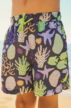 Boardshorts|Skwosh Boys Coral Chaos Eco Short Charcoal