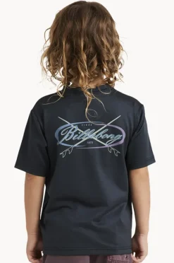 Rashies & Sunsuits|Billabong Boys Cross Board Short Sleeve Suntop BLACK