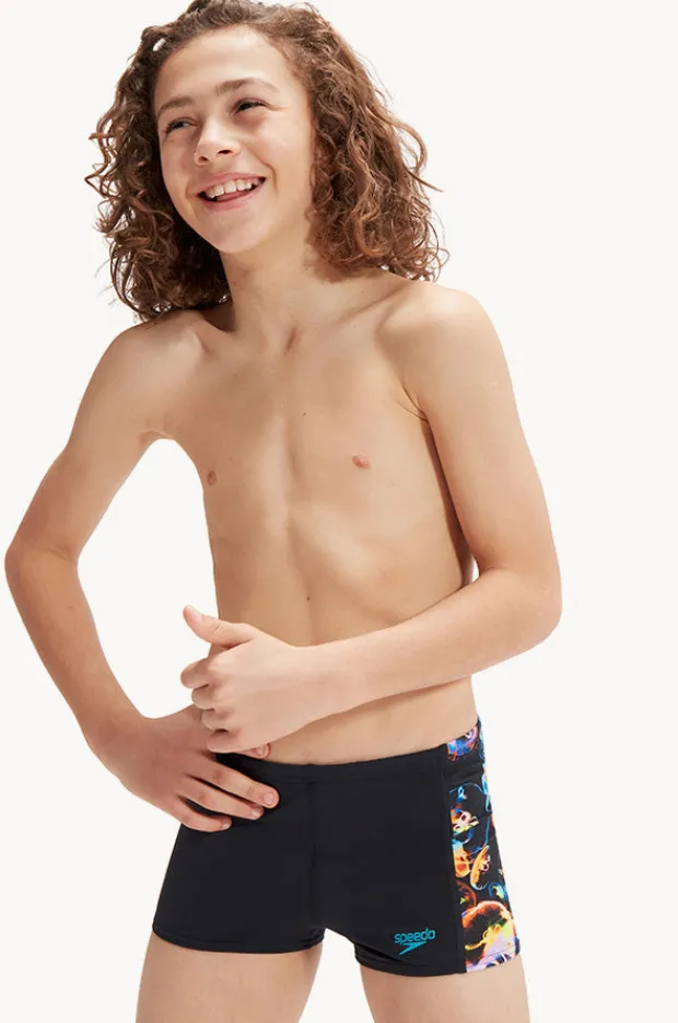 Trunks|Speedo Boys Digital Allover Aquashort Black/multi