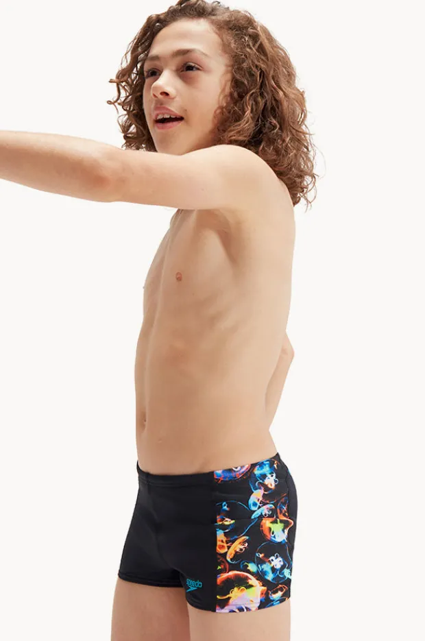 Trunks|Speedo Boys Digital Allover Aquashort Black/multi