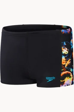 Trunks|Speedo Boys Digital Allover Aquashort Black/multi