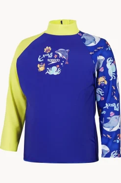 Rashies & Sunsuits|Speedo Boys Digital Long Sleeve Suntop Blue/Yellow