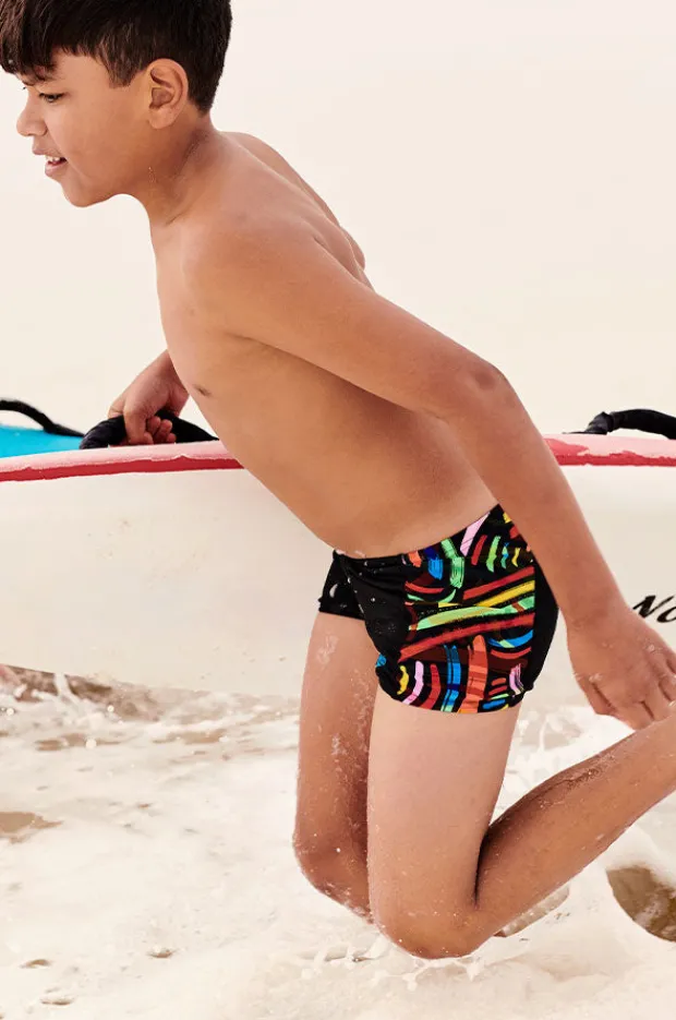 Trunks|Speedo Boys Digital Panel Aquashort Black/multi