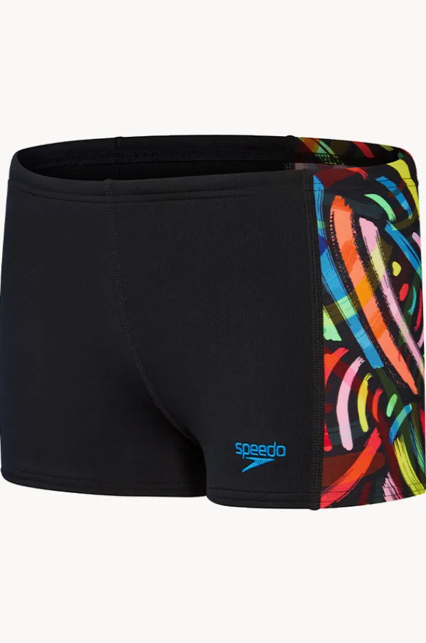 Trunks|Speedo Boys Digital Panel Aquashort Black/multi