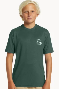 Rashies|Quiksilver Boys DNA Bubble Logo Short Sleeve Suntop Forest