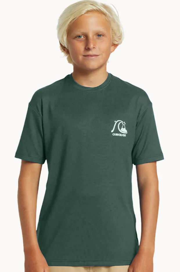 Rashies|Quiksilver Boys DNA Bubble Logo Short Sleeve Suntop Forest