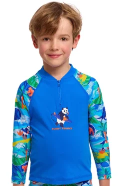 Rashies & Sunsuits|Funky Trunks Boys Duuude Zippy Suntop Blue/multi