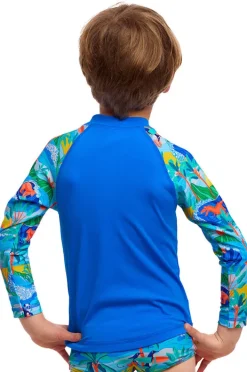 Rashies & Sunsuits|Funky Trunks Boys Duuude Zippy Suntop Blue/multi
