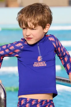 Rashies & Sunsuits|Funky Trunks Boys Flash Zippy Suntop Navy/red