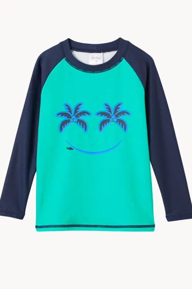 Rashies & Sunsuits|Milky Boys Green Panel Suntop Navy/Green
