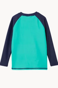 Rashies & Sunsuits|Milky Boys Green Panel Suntop Navy/Green