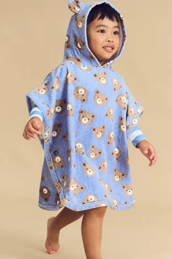 Towel Robes & Ponchos|Towel Robes & Ponchos|Huxbaby Boys Huxbear Poncho Cornflower