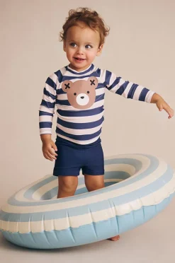 Rashies & Sunsuits|Rashies & Sunsuits|Huxbaby Boys Huxbear Suntop Set French navy