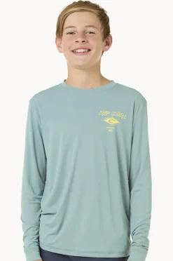Rashies|Rip Curl Boys Icons Surflite Long Sleeve Suntop Lagoon Blue