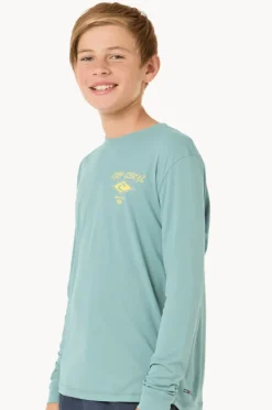 Rashies|Rip Curl Boys Icons Surflite Long Sleeve Suntop Lagoon Blue