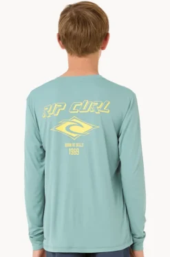 Rashies|Rip Curl Boys Icons Surflite Long Sleeve Suntop Lagoon Blue