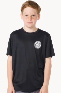 Rashies|Rip Curl Boys Icons Surflite Short Sleeve Suntop Black/White