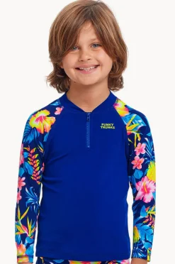 Rashies & Sunsuits|Funky Trunks Boys In Bloom Suntop In bloom navy