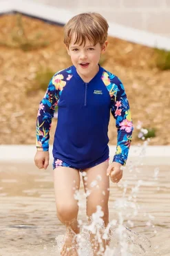 Rashies & Sunsuits|Funky Trunks Boys In Bloom Suntop In bloom navy