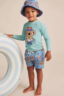 Rashies & Sunsuits|Huxbaby Boys Kel Koala Suntop Green