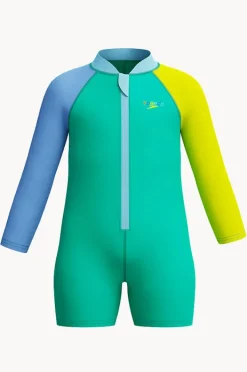 Rashies & Sunsuits|Rashies & Sunsuits|Speedo Boys Long Sleeve Zip Sunsuit Teal