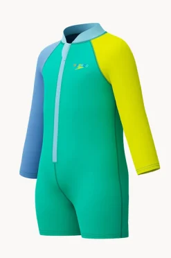 Rashies & Sunsuits|Rashies & Sunsuits|Speedo Boys Long Sleeve Zip Sunsuit Teal