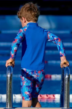 Rashies & Sunsuits|Funky Trunks Boys Messy Messy Messy Zippy Suntop Blue/red
