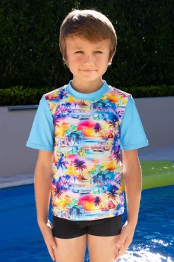 Rashies & Sunsuits|Rashies & Sunsuits|Salty Ink Boys Miami Beach Suntop Set Black/multi