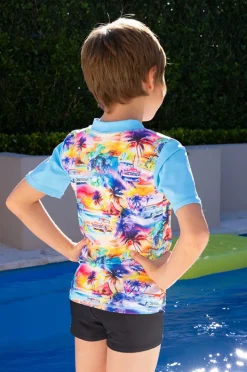 Rashies & Sunsuits|Rashies & Sunsuits|Salty Ink Boys Miami Beach Suntop Set Black/multi