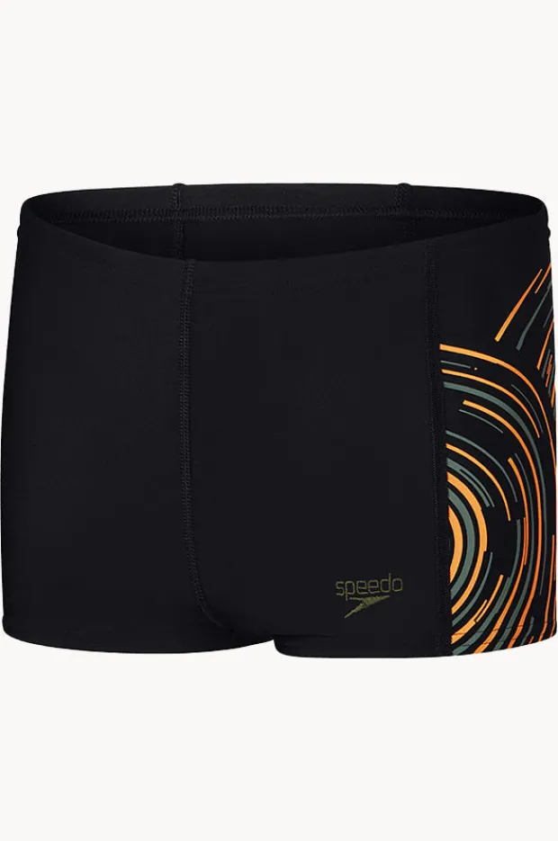 Trunks|Speedo Boys Plastisol Placement Aquashort Black/orange
