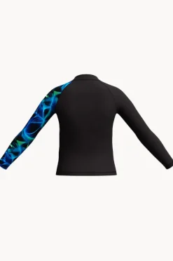 Rashies|Speedo Boys Print Long Sleeve Suntop Black/green