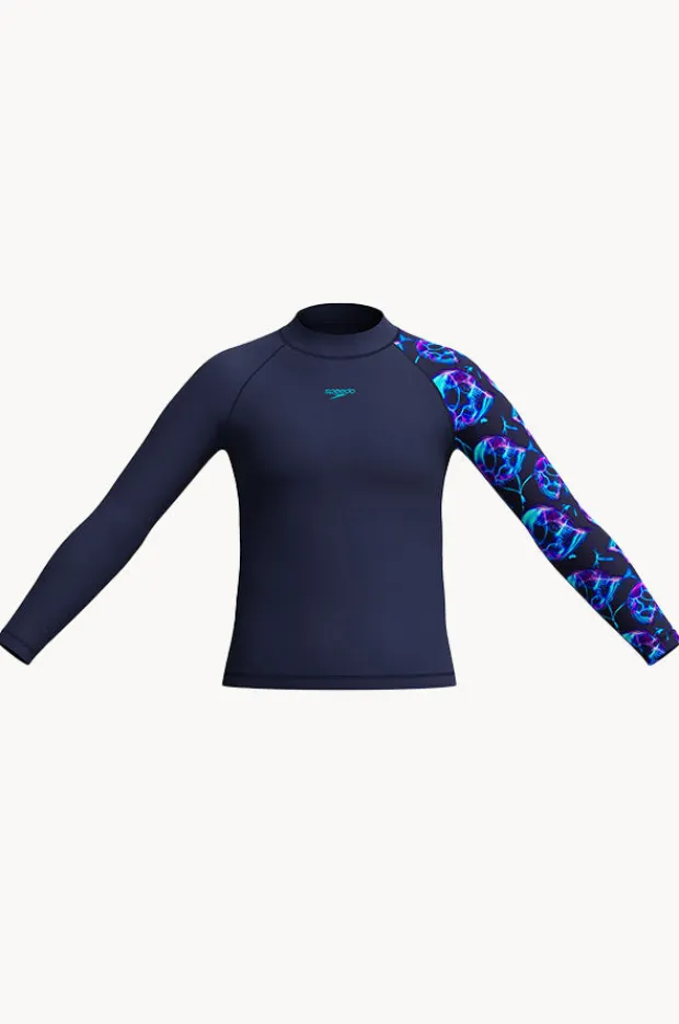 Rashies|Speedo Boys Print Long Sleeve Suntop Peacoat