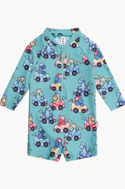 Rashies & Sunsuits|Rashies & Sunsuits|Huxbaby Boys Racer Dino Sunsuit Green