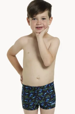 Trunks|Zoggs Boys Reptile Hip Racer Trunk Black/blue