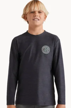 Rashies|Billabong Boys Rotor Shoreline Long Sleeve Suntop BLACK