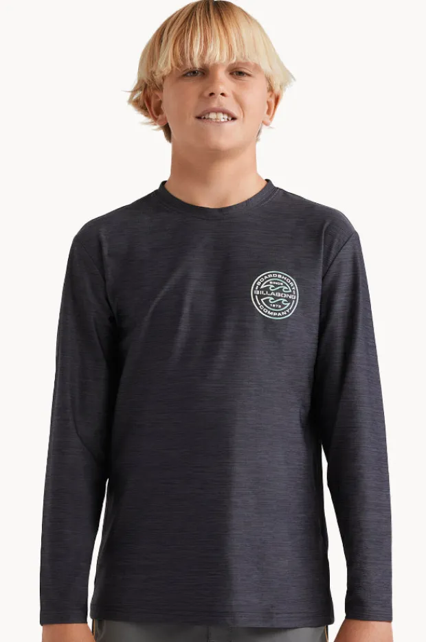 Rashies|Billabong Boys Rotor Shoreline Long Sleeve Suntop BLACK