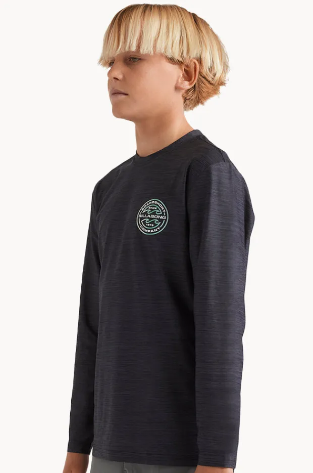 Rashies|Billabong Boys Rotor Shoreline Long Sleeve Suntop BLACK